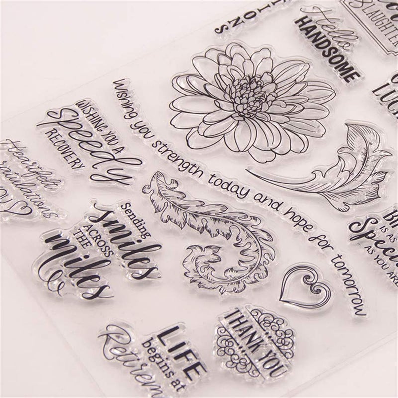 arriettycraft Flowers Leaves Sentiment Clear Stamps for Card Making and Journaling, Birthday Retirements Phrase Silicone Rubber Stamps for Journals Album Scrapbooking Paper Crafts Decoration-A1441 - Image 3
